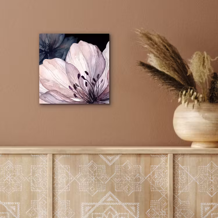 Aluminium schilderij - Bloemen - Aquarel - Modern - Roze - Donker — 5