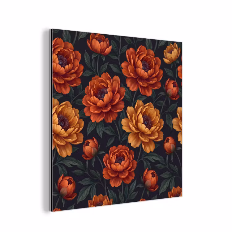 Aluminium schilderij - Bloemen - Bladeren - Natuur - Modern - Oranje — 1