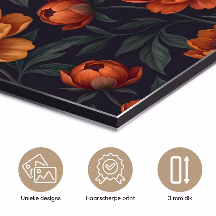 Aluminium schilderij - Bloemen - Bladeren - Natuur - Modern - Oranje — 7