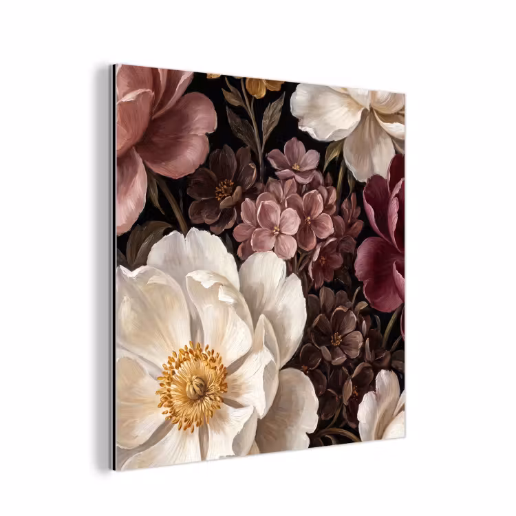 Aluminium schilderij - Bloemen - Boeket - Klassiek - Donker - Rood — 1