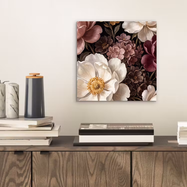 Aluminium schilderij - Bloemen - Boeket - Klassiek - Donker - Rood — 2