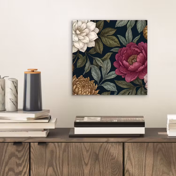 Aluminium schilderij - Bloemen - Botanisch - Illustratie - Donker - Vintage — 2