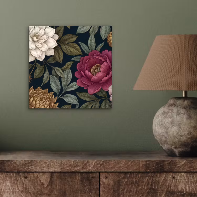 Aluminium schilderij - Bloemen - Botanisch - Illustratie - Donker - Vintage — 3