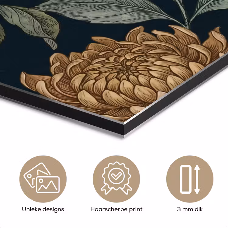 Aluminium schilderij - Bloemen - Botanisch - Illustratie - Donker - Vintage — 7