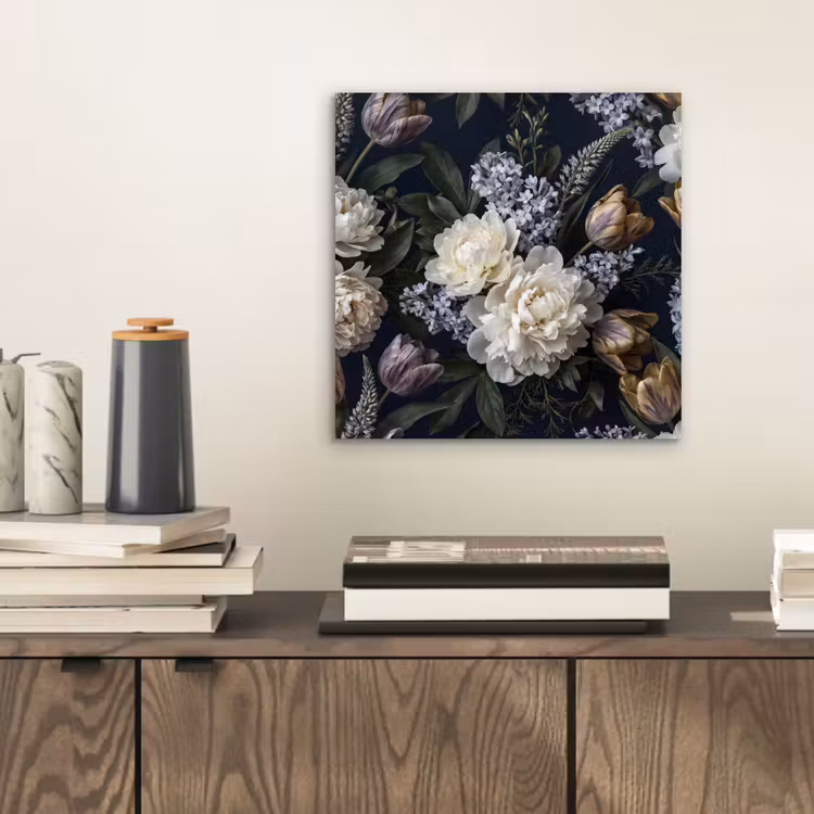 Aluminium schilderij - Bloemen - Donker - Elegant - Natuur - Wit — 2
