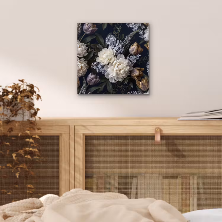 Aluminium schilderij - Bloemen - Donker - Elegant - Natuur - Wit — 4