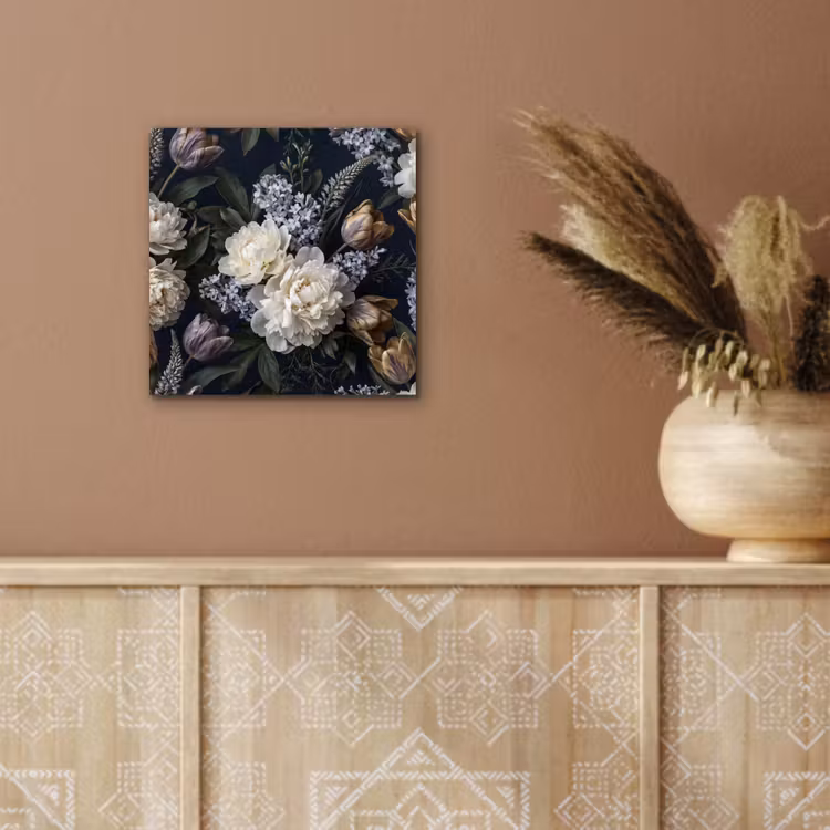 Aluminium schilderij - Bloemen - Donker - Elegant - Natuur - Wit — 5