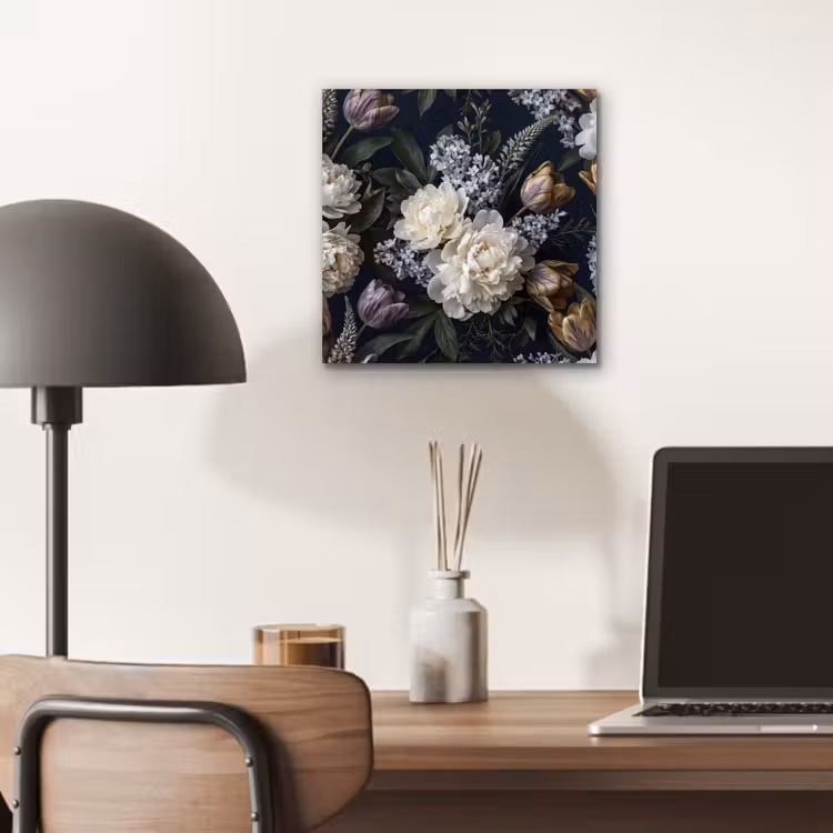 Aluminium schilderij - Bloemen - Donker - Elegant - Natuur - Wit — 6