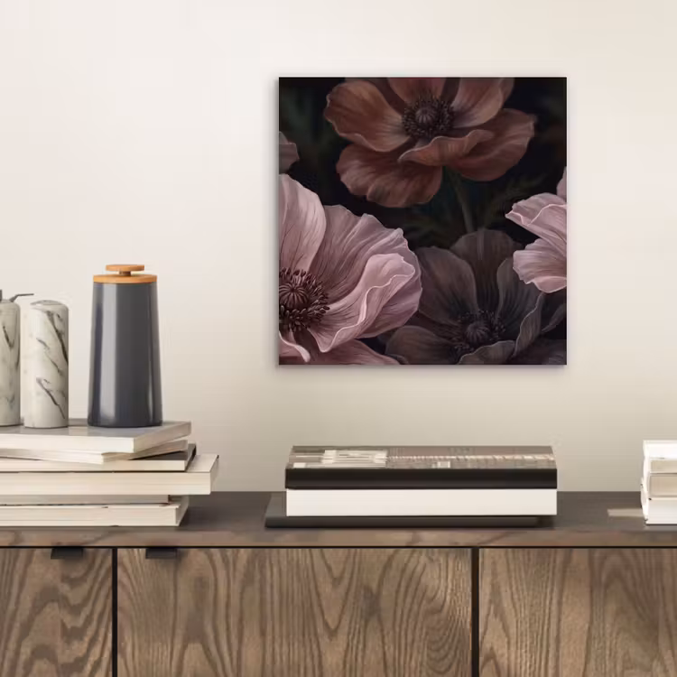 Aluminium schilderij - Bloemen - Natuur - Roze - Donker - Modern — 2