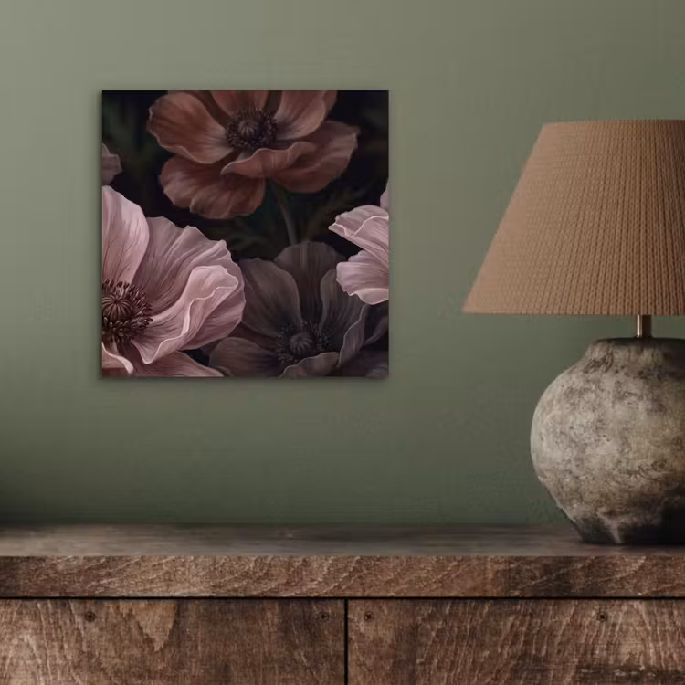 Aluminium schilderij - Bloemen - Natuur - Roze - Donker - Modern — 3