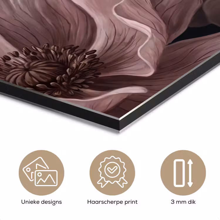 Aluminium schilderij - Bloemen - Natuur - Roze - Donker - Modern — 7
