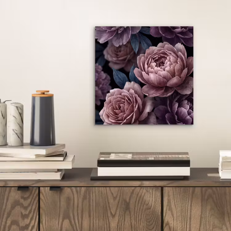 Aluminium schilderij - Bloemen - Patroon - Donker - Botanisch - Paars — 2