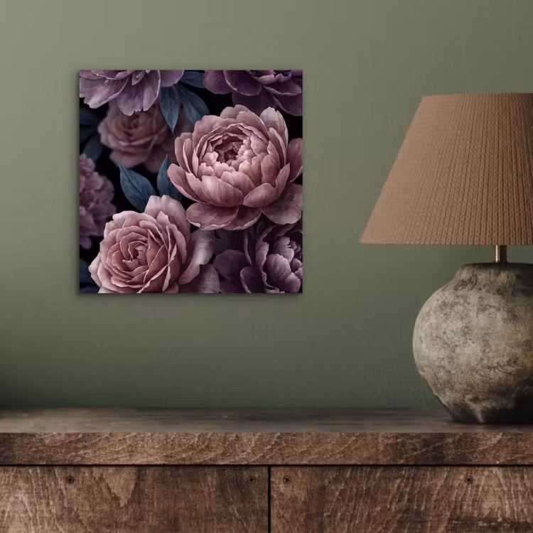 Aluminium schilderij - Bloemen - Patroon - Donker - Botanisch - Paars — 3
