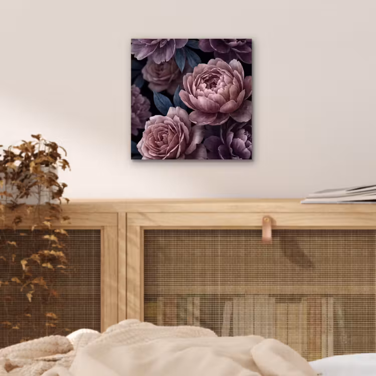 Aluminium schilderij - Bloemen - Patroon - Donker - Botanisch - Paars — 4