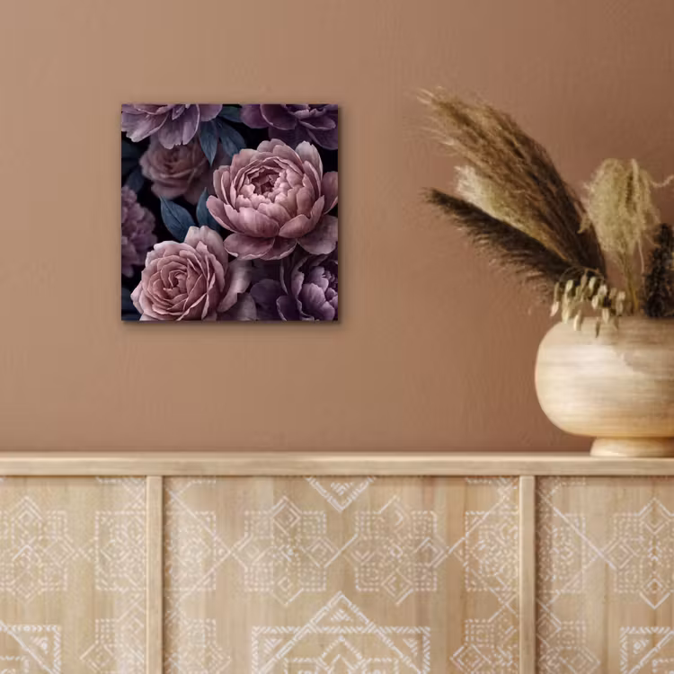 Aluminium schilderij - Bloemen - Patroon - Donker - Botanisch - Paars — 5