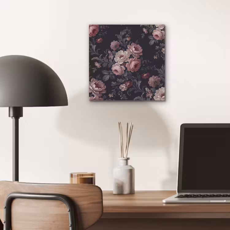 Aluminium schilderij - Bloemen - Patroon - Sierlijk - Roze - Donker — 6