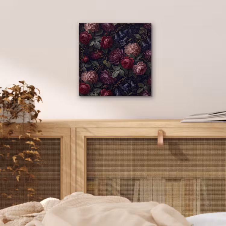 Aluminium schilderij - Bloemen - Rood - Klassiek - Donker - Patroon — 4