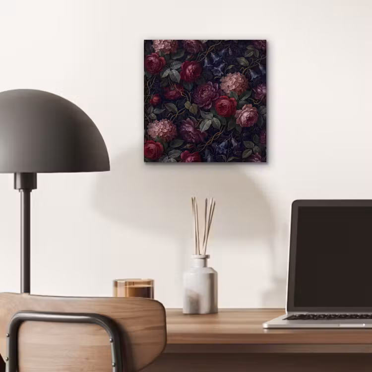 Aluminium schilderij - Bloemen - Rood - Klassiek - Donker - Patroon — 6