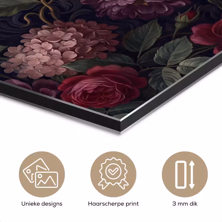 Aluminium schilderij - Bloemen - Rood - Klassiek - Donker - Patroon — 7