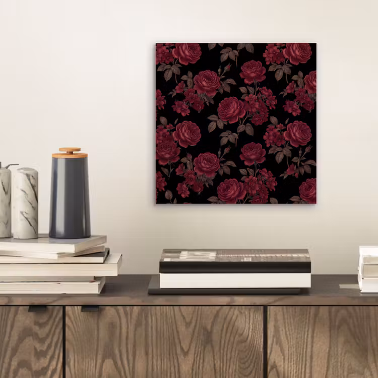 Aluminium schilderij - Bloemen - Roos - Patroon - Klassiek - Rood — 2