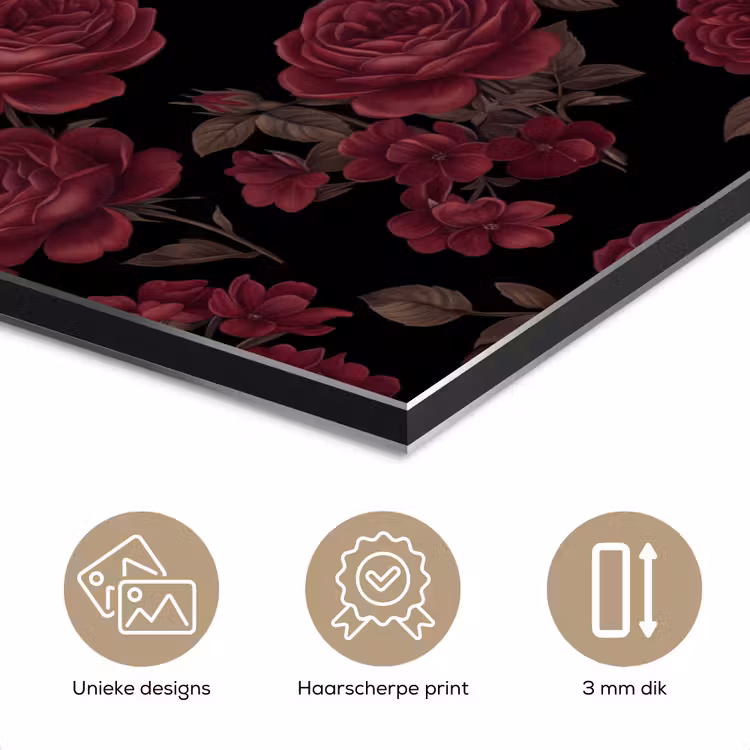 Aluminium schilderij - Bloemen - Roos - Patroon - Klassiek - Rood — 7