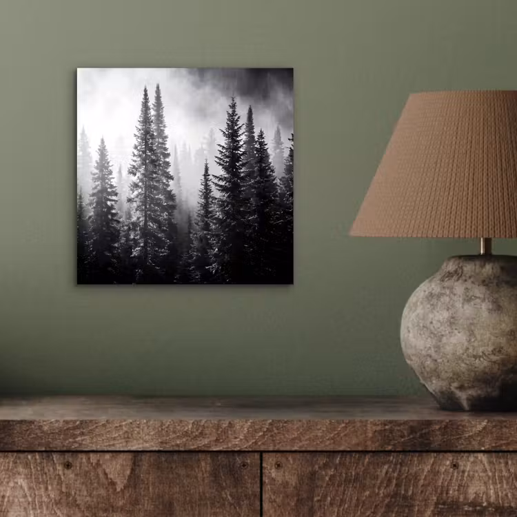 Aluminium schilderij - Bos - Mist - Winter - Monochroom - Natuur — 3