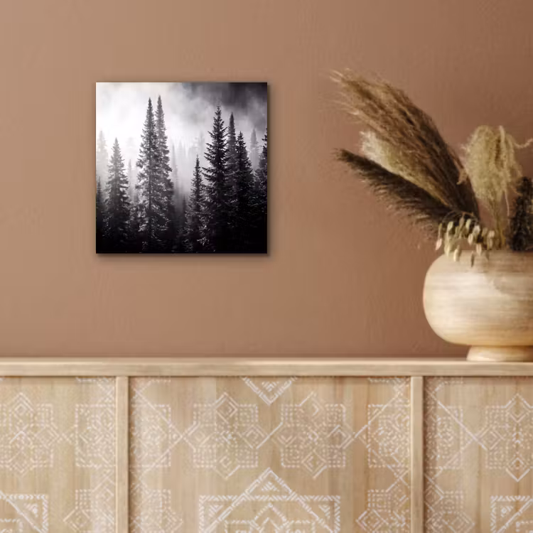 Aluminium schilderij - Bos - Mist - Winter - Monochroom - Natuur — 5