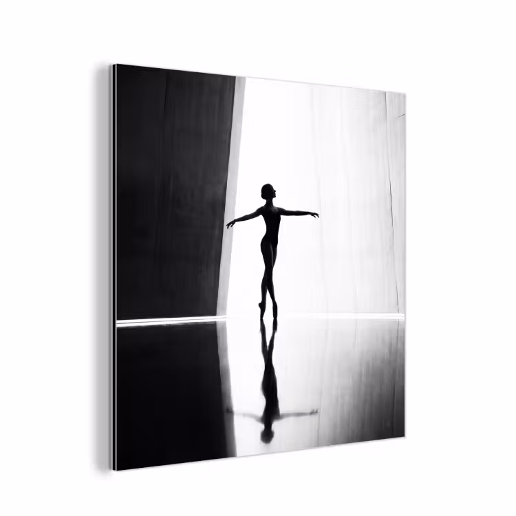 Aluminium schilderij - Danser - Silhouette - Kunst - Modern - Zwart-wit — 1