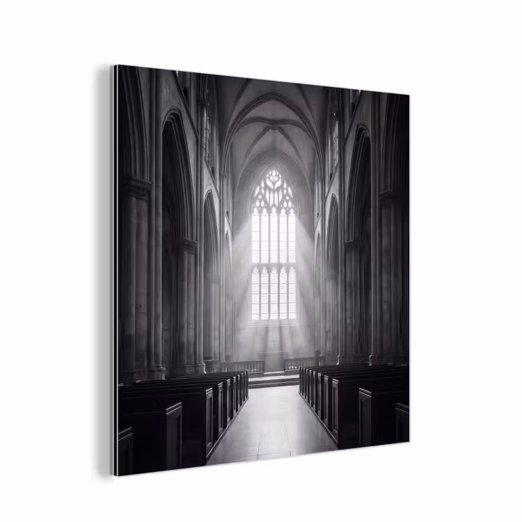 Aluminium schilderij - Kerk - Interieur - Lichtstralen - Architectuur - Klassiek — 1