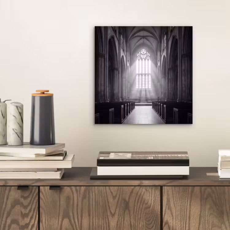 Aluminium schilderij - Kerk - Interieur - Lichtstralen - Architectuur - Klassiek — 2