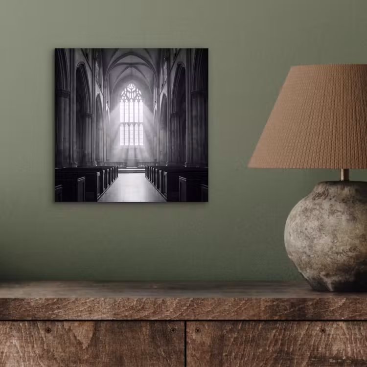 Aluminium schilderij - Kerk - Interieur - Lichtstralen - Architectuur - Klassiek — 3