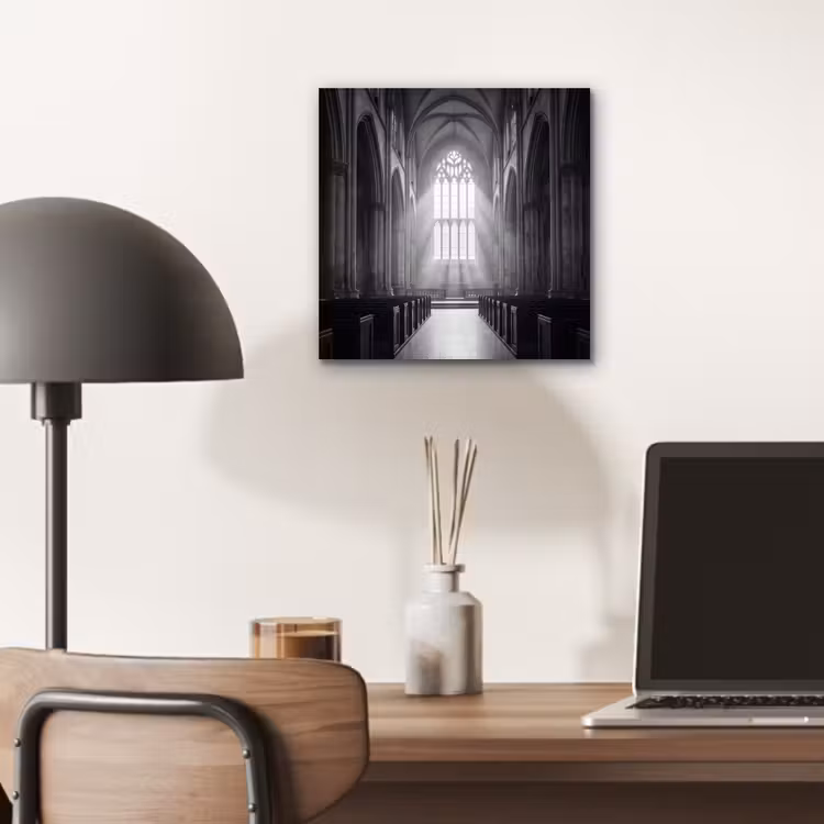 Aluminium schilderij - Kerk - Interieur - Lichtstralen - Architectuur - Klassiek — 6