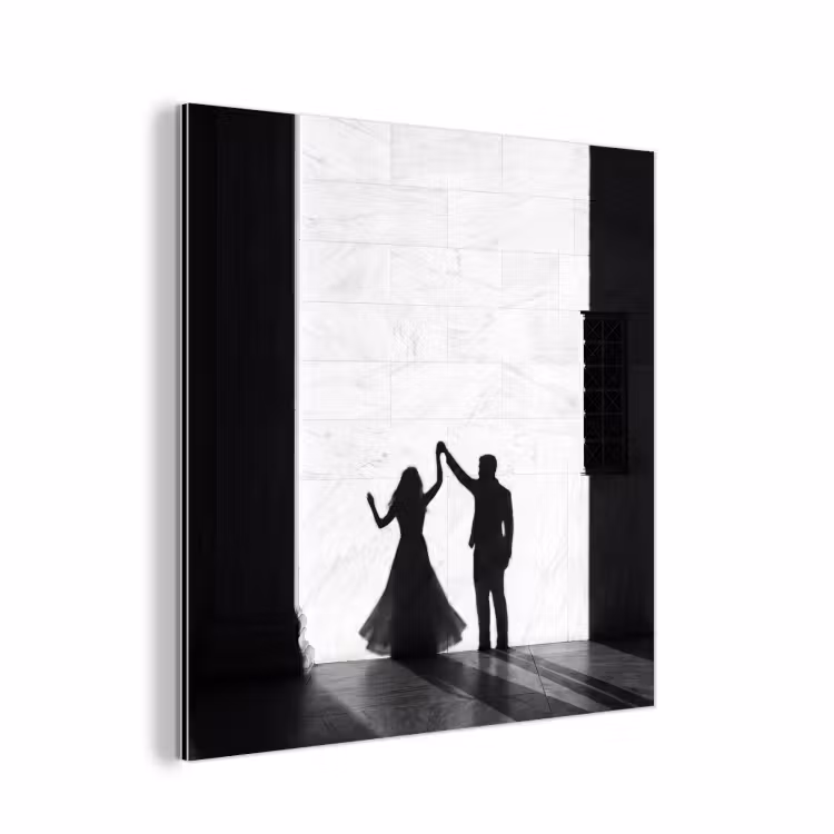 Aluminium schilderij - Mensen - Schaduw - Dans - Zwart-wit - Liefde — 1