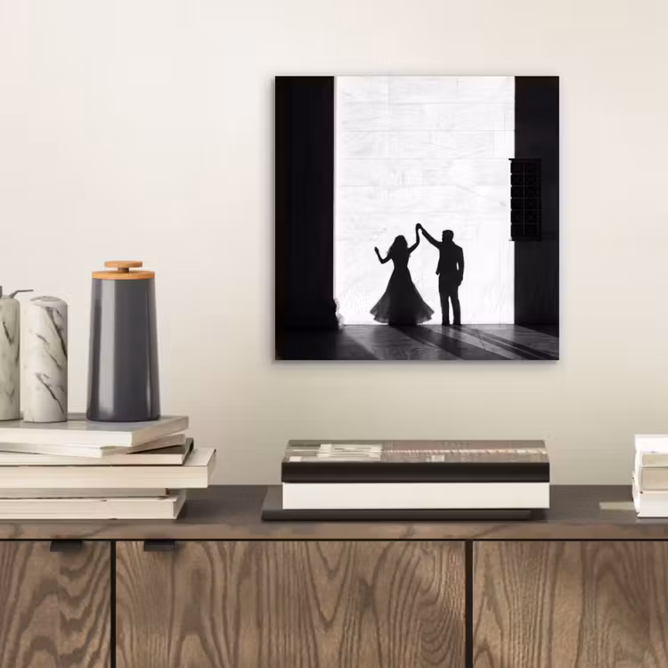 Aluminium schilderij - Mensen - Schaduw - Dans - Zwart-wit - Liefde — 2