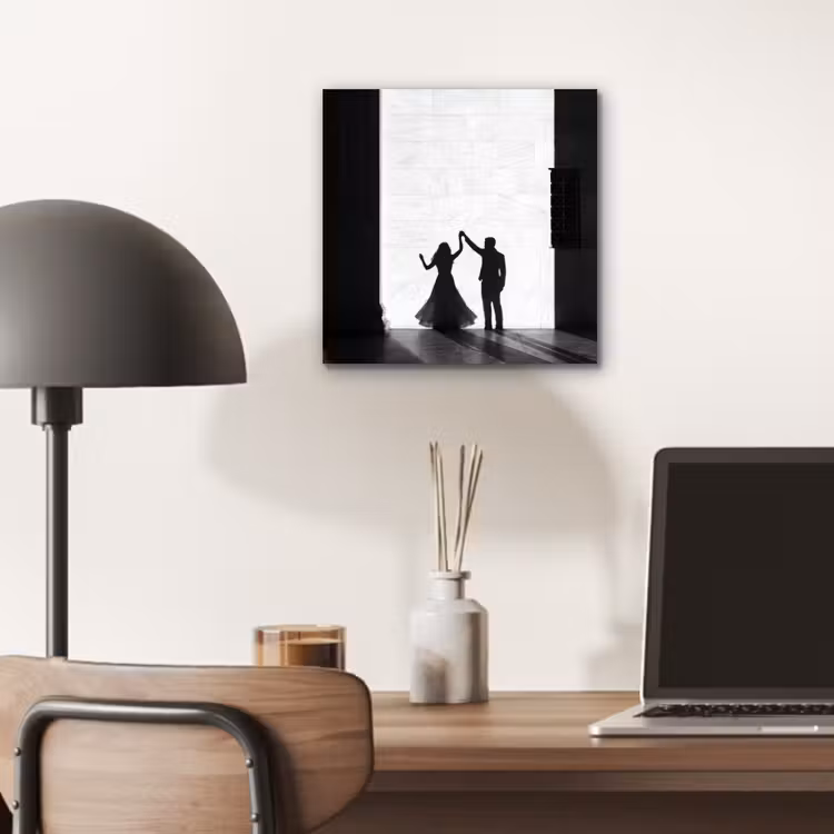 Aluminium schilderij - Mensen - Schaduw - Dans - Zwart-wit - Liefde — 6