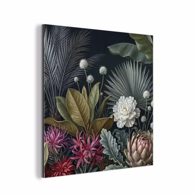 Aluminium schilderij - Planten - Tropisch - Botanisch - Donker - Groen — 1