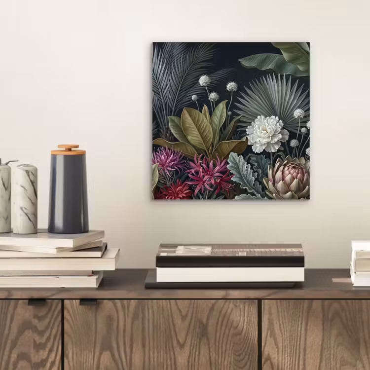 Aluminium schilderij - Planten - Tropisch - Botanisch - Donker - Groen — 2