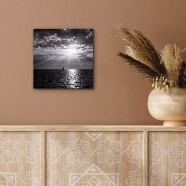 Aluminium schilderij - Water - Boot - Lucht - Natuur - Zwart-wit — 5