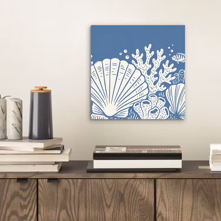 Aluminium schilderij - Zeeleven - Koraal - Schelp - Vis - Illustratie - Onderwater — 2