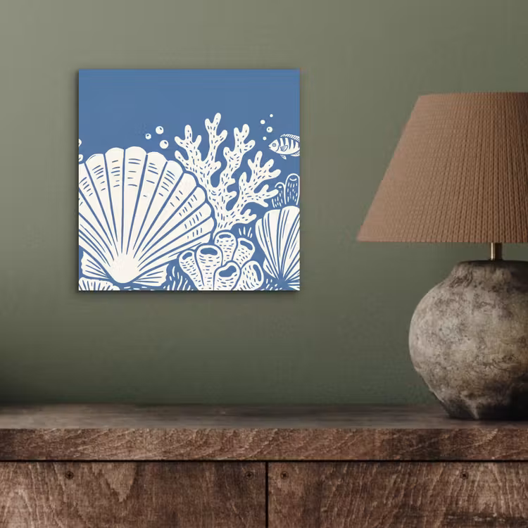 Aluminium schilderij - Zeeleven - Koraal - Schelp - Vis - Illustratie - Onderwater — 3