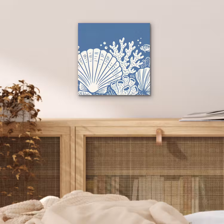 Aluminium schilderij - Zeeleven - Koraal - Schelp - Vis - Illustratie - Onderwater — 4