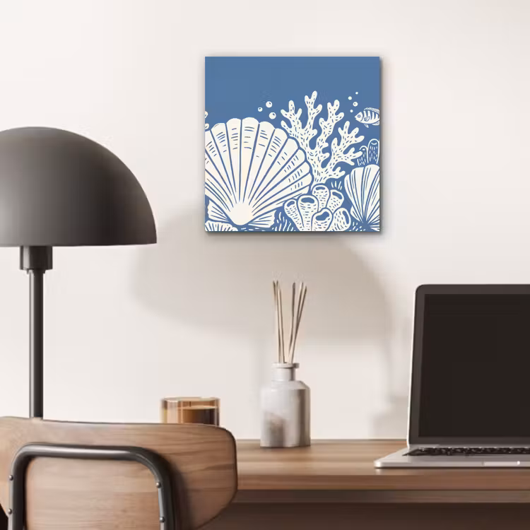 Aluminium schilderij - Zeeleven - Koraal - Schelp - Vis - Illustratie - Onderwater — 6