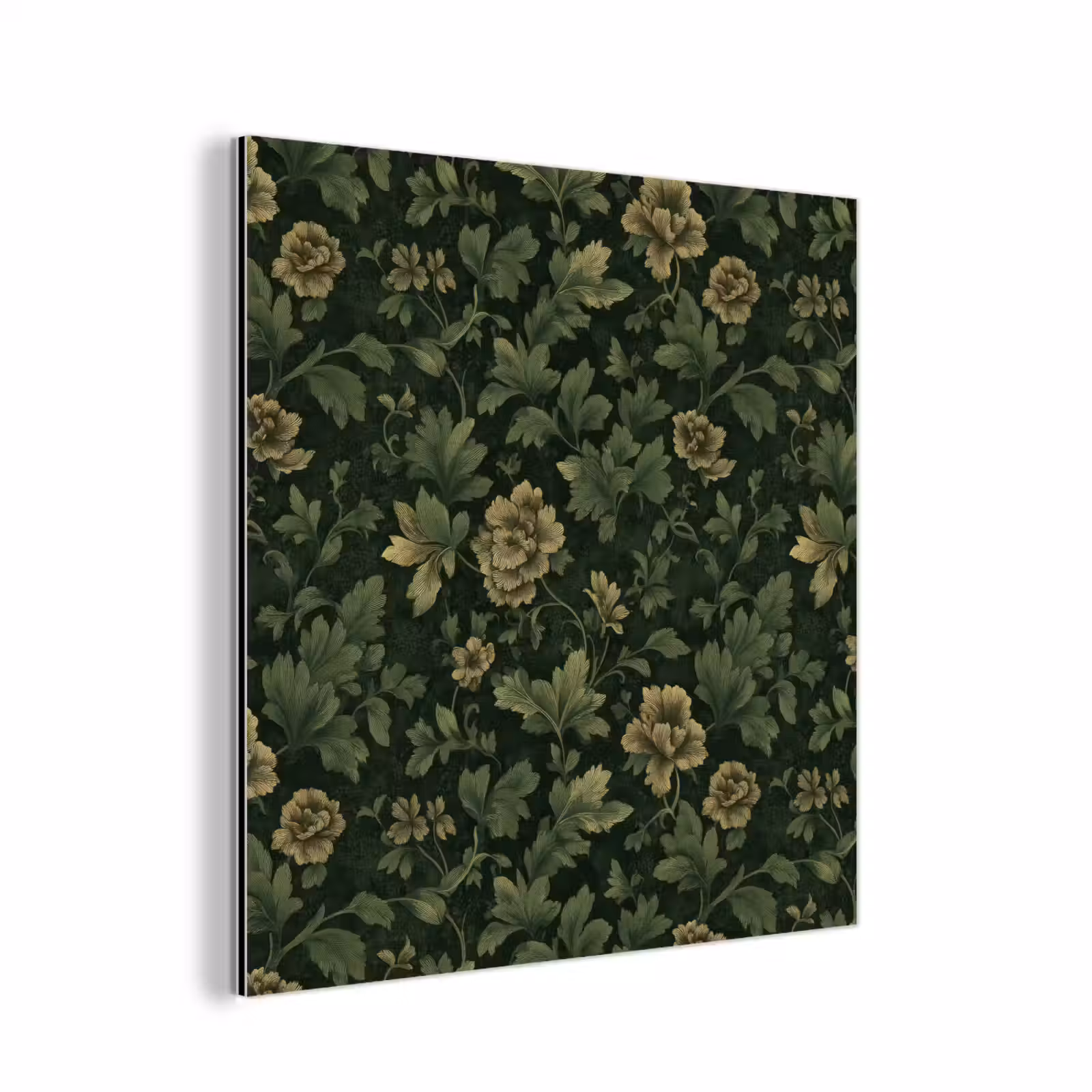 Aluminium schilderij - Donker - Groen - Goud - Botanisch — 1