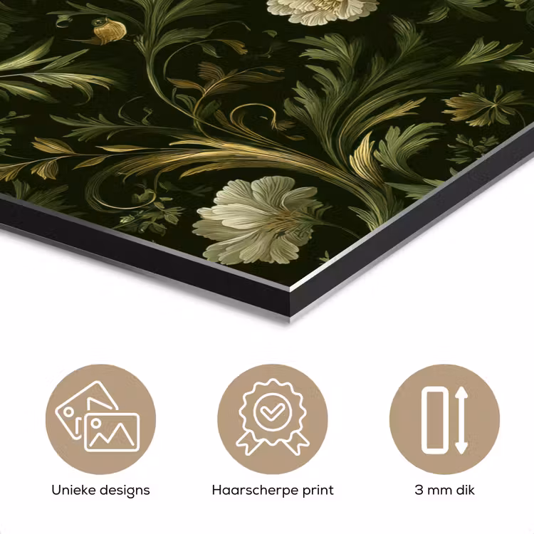 Aluminium schilderij - Botanisch - Naadloos - Bloemen — 7