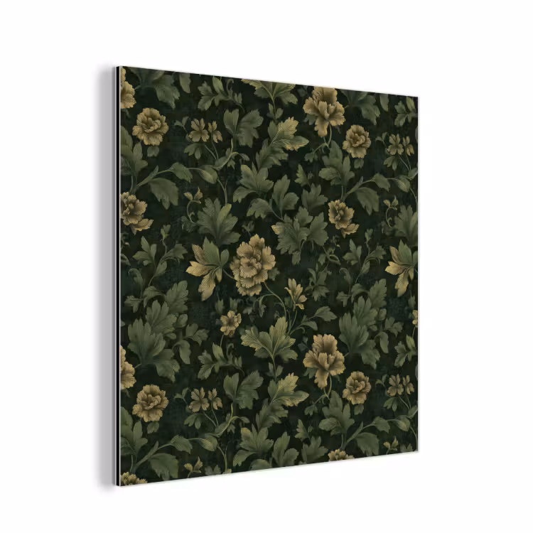 Aluminium schilderij - Donker - Groen - Goud - Botanisch — 1