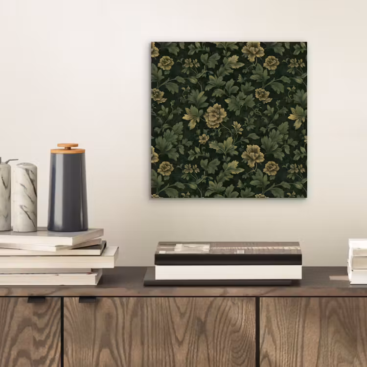 Aluminium schilderij - Donker - Groen - Goud - Botanisch — 2