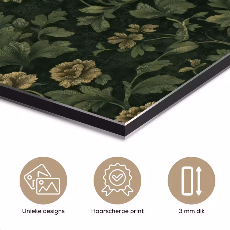 Aluminium schilderij - Donker - Groen - Goud - Botanisch — 7