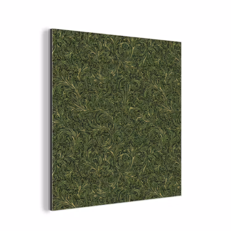 Aluminium schilderij - Donker - Groen - Krullend - Botanisch — 1