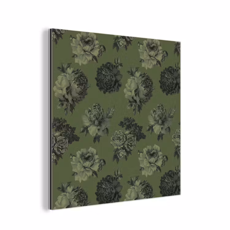 Aluminium schilderij - Klassiek - botanisch - Olijfgroen - Bloemen — 1