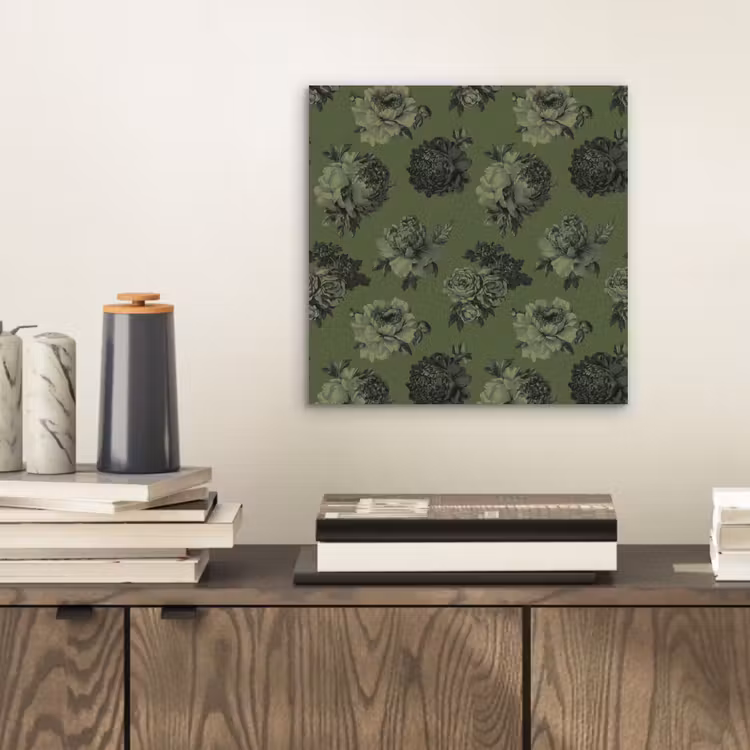 Aluminium schilderij - Klassiek - botanisch - Olijfgroen - Bloemen — 2